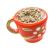 Kaffeetasse orange mit Blume bemalt, Höhe 11 mm - 111-517