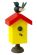 Starhaus mit Singvogel, gelb / rot - F158-010GR