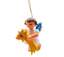 Engel schwebend mit Sternschnuppe, blaue Flügel - 199/062/138B
