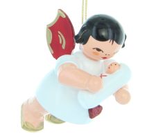 Herzengel schwebend mit Baby Mädchen, rote Flügel - 199/062/206R
