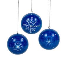 Weihnachtskugeln Krisalle, 3 Stück blau handbemalt - 199/903