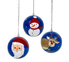 Weihnachtskug blau, Rentier, Schnee-, W-mann 50 mm - 199/915
