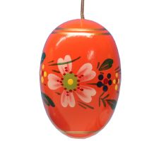 Osterei orange mit Blumen, 55 mm, handbemalt - 224/020/or