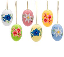 6 Ostereier Edelweiss, Alpenrose, Enzian, 55 mm - 224/906