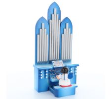 Engel an der Orgel mit Spielwerk, blaue Flügel - 225/043/26BT