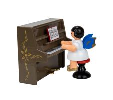 Engel auf Hocker am braunen Klavier, blaue Flügel - 225/043/70BB