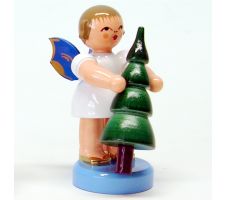 Engel stehend mit Weihnachtsbaum, blaue Flügel - 225/270/14B