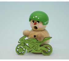 Räucher-Mini Biker mit grünem Motorrad natur - F070/091/0