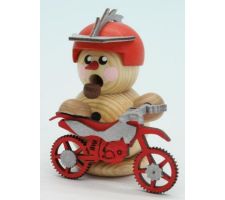 Räucher-Mini Biker mit rotem Crossmotorrad natur - F070/096/0