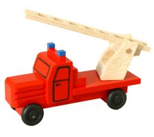 Miniatur LKW Feuerwehr mit Drehleiter, rot - F016-009