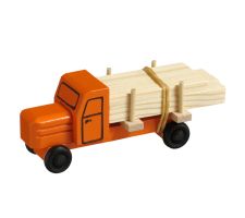 Miniatur LKW Haube, Lastwagen orange / Schnittholz - F016-016-2