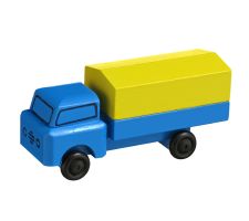 Miniatur LKW, Kastenwagen blau / gelb - F016-018-4