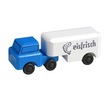 Miniatur Sattel-LKW, Kühlwagen blau / weiß - F016-018-5