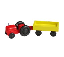 Miniatur Traktor, Kastenwagen rot / gelb - F016-017-1