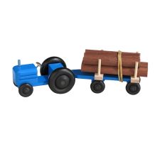 Miniatur Traktor, Rundholztransport, blau - F016-017-2