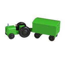 Miniatur Traktor, Kofferwagen grün / grün - F016-017-3