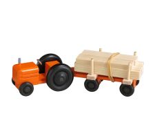 Miniatur Traktor, Schnittholztransport, orange - F016-017-4