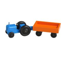 Miniatur Traktor, Kastenwagen blau / orange - F016-017-6