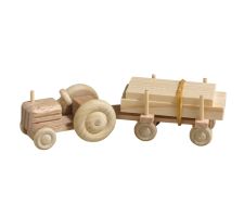 Miniatur Traktor, Schnittholztransport, natur - F016-017N-4