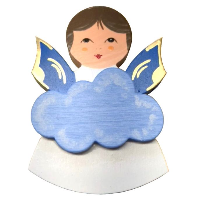 Magnetpin Engel mit Wolke, Flügel blau, lasiert - 111-756-B