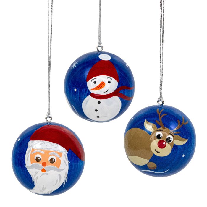 Weihnachtskug blau, Rentier, Schnee-, Weihna.mann - 199/905