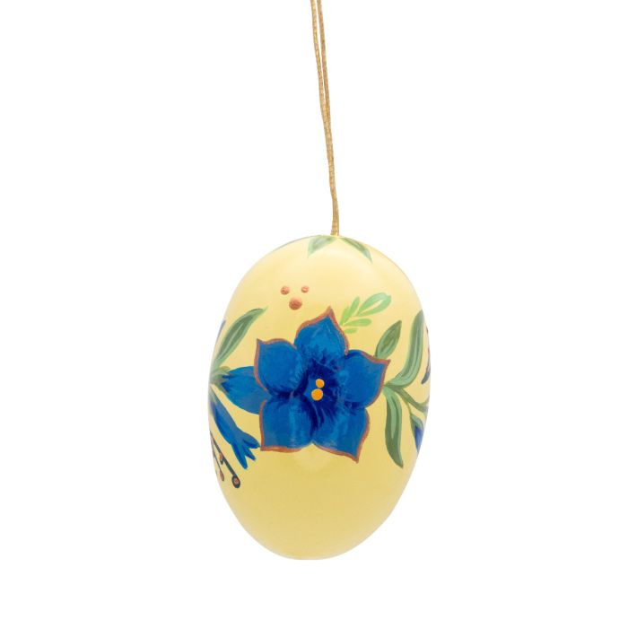 Osterei gelb mit Enzian, 55 mm, handbemalt - 224/906/ge