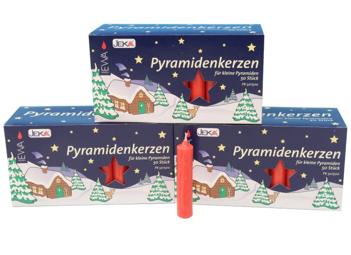 3 Packungen Pyramidenkerzen 50 Stück rot - FPK/50R-3