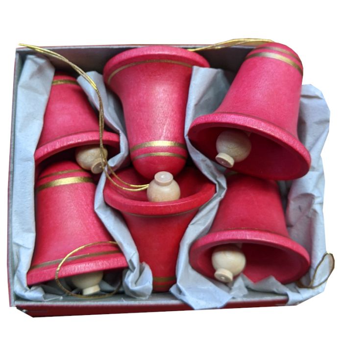 Glocken klein rot mit Goldrand (6 Stück) - F224/329