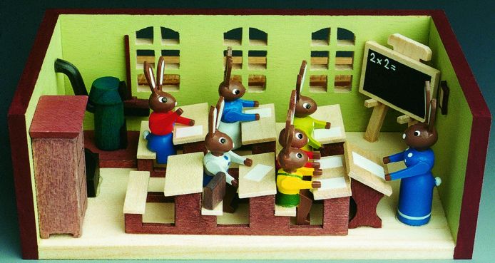 Miniaturstübchen Hasenschule mit Lehrerin - F30-03-4
