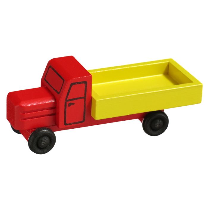 Miniatur LKW mit Haube, Lastwagen rot / gelb - F016-016-3