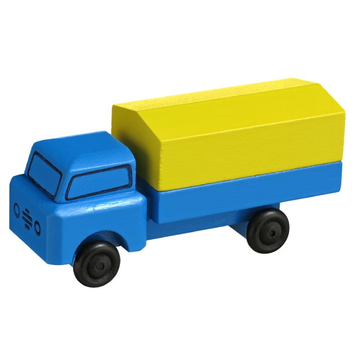 Miniatur LKW, Kastenwagen blau / gelb - F016-018-4