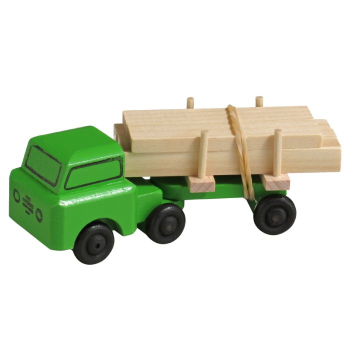 Miniatur Sattel-LKW, Holztransport, grün - F016-018-6