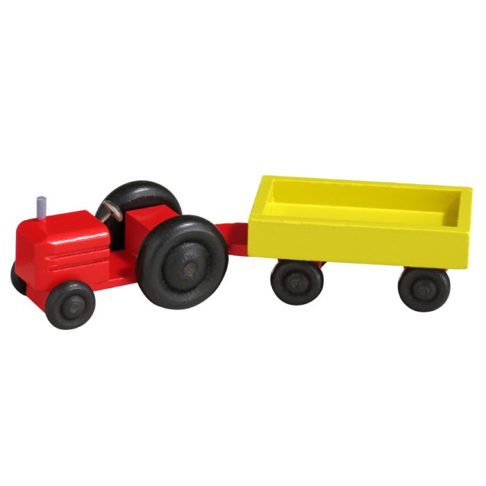 Miniatur Traktor, Kastenwagen rot / gelb - F016-017-1