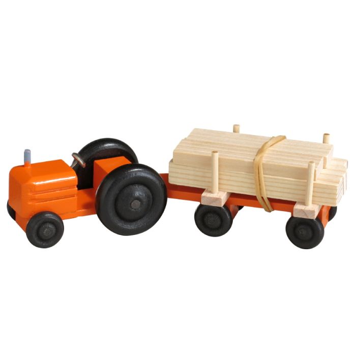 Miniatur Traktor, Schnittholztransport, orange - F016-017-4